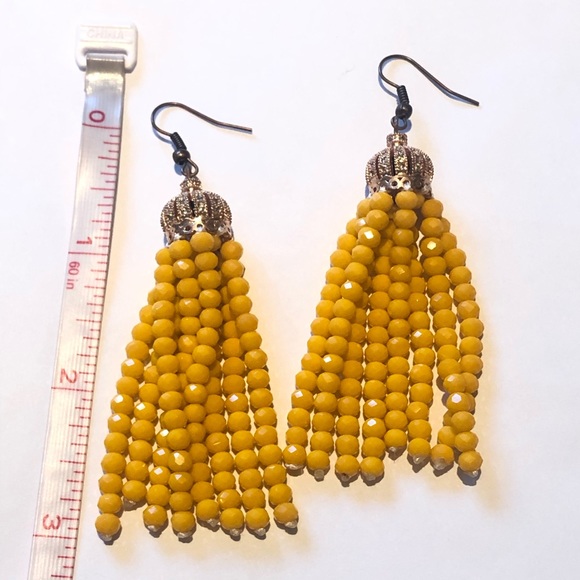 Yellow/Antique Rose Gold Crystal Tassel Ear… - Picture 7 of 16